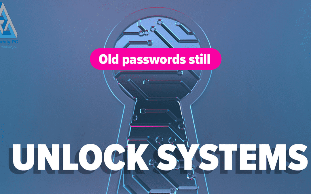 Digital keyhole graphic showing how old passwords can still unlock sensitive systems without MFA.
